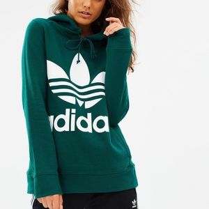 adidas trefoil hoodie collegiate green
